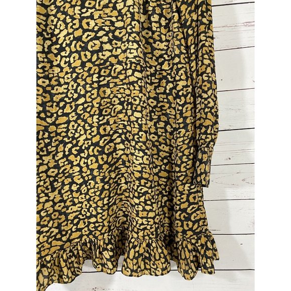 Who What Wear Womans Dress Size Medium Cheetah Ruffle Modest Cottagecore Spring - Picture 5 of 11